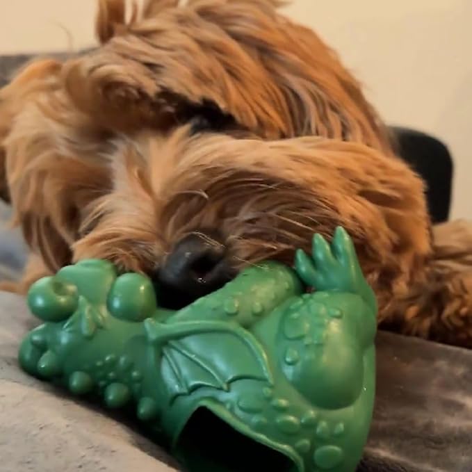 Yeti Puff & Play Interactive Dog Toy, Nugget Treat Dispenser, Green Dragon