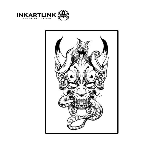 INKARTLINK Semi Permanent Temporary Tattoos, Realistic Tattoos, Suitable for Domineering Men's Tattoos, Waterproof and Non-reflective, Exquisite Packaging, Unique Design(Snake Prajna)