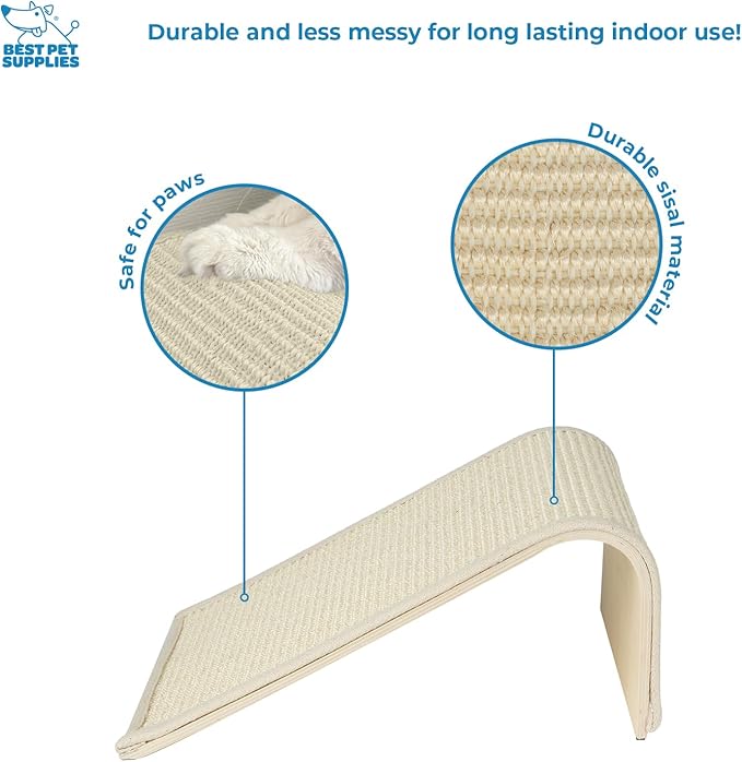Best Pet Supplies Catify Cat Scratching Ramp - Beige | Heavy Duty Sisal, Support Natural Scratching, Non-Slip, Furniture Protector, Floor Carpet Scratcher, For Kittens and Cats