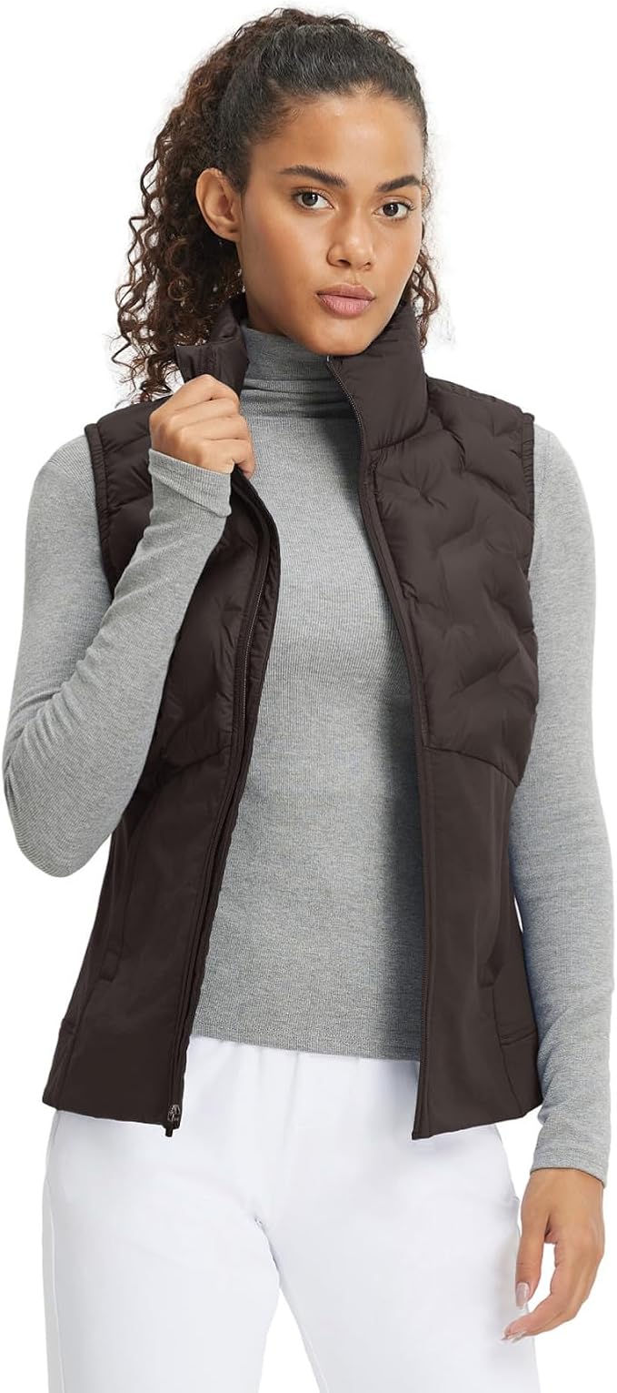 Puffer Vests Womens Lightweight Stand Collar Slim Fit Winter Sleeveless Jacket for Women with Golf Hiking