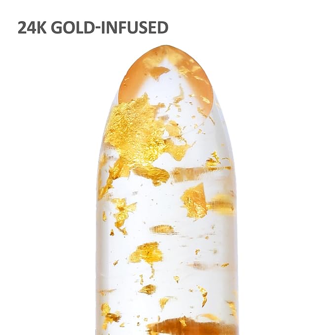 Color Changing Lipstick with 24K Gold Flakes - Moisturizing & Long Lasting pH Lip Balm, Hydrate & Nourish Lip While Leaving Sheer Pink Tint, Golden Glow