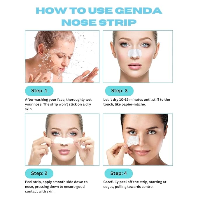 GENDA Blackhead Remover Nose Pore Strips for Deep Cleansing, Clears Black head and Instant Pore Unclogging - 12 Strips