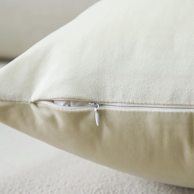 Artscope Luxury Velvet Pillow Covers Super Soft Decorative Square Throw Pillow Covers Case Cushion Covers for Sofa Couch Bedroom Car Decor 26x26 Inch Cream White