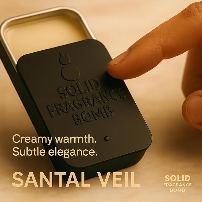 – Premium All-Natural Solid Cologne for Men & Women | Long-Lasting, TSA-Safe, Alcohol-Free, Halal, Handmade Travel Fragrance Balm (Santal Veil)