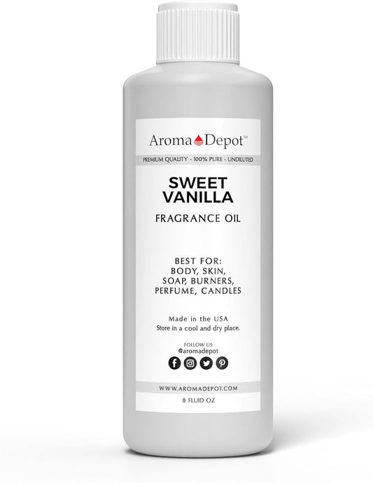 Aroma Depot 8 oz / 8 Ounce Sweet Vanilla Unisex Perfume/Body Oil Our Interpretation, Premium Quality Uncut Fragrance Oil