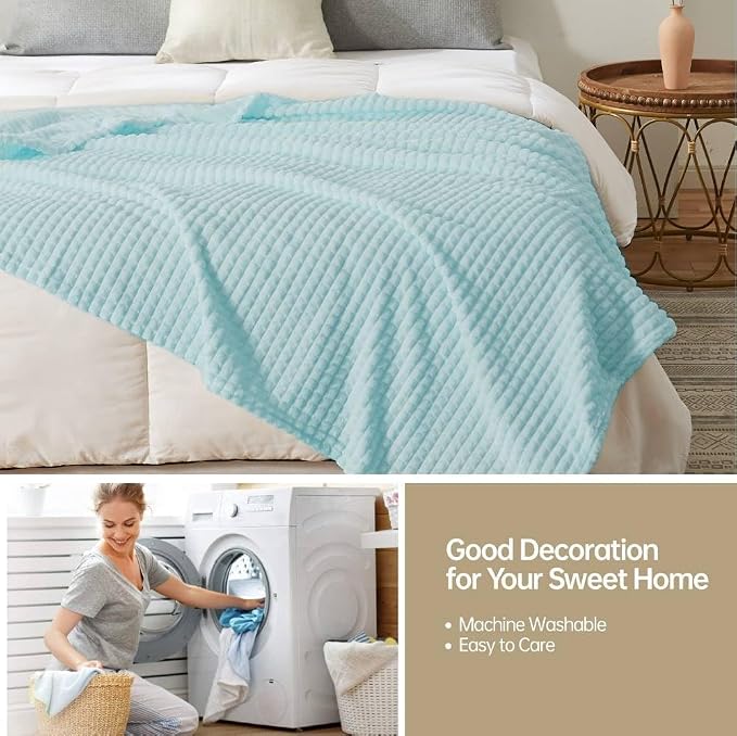 Simple&Opulence Mint Green Throw Blanket for Couch-Super Soft Fluffy Blankets for Women 50x70 Inches Cozy Lightweight Fleece Blanket for Home Decor