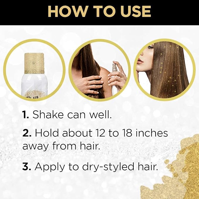 Punky Temporary Hair and Body Glitter Spray, Gold - Glitters Hairspray, Adds Shimmery Glow, Hair Glitter for Kids, Women, Men 3.5 oz