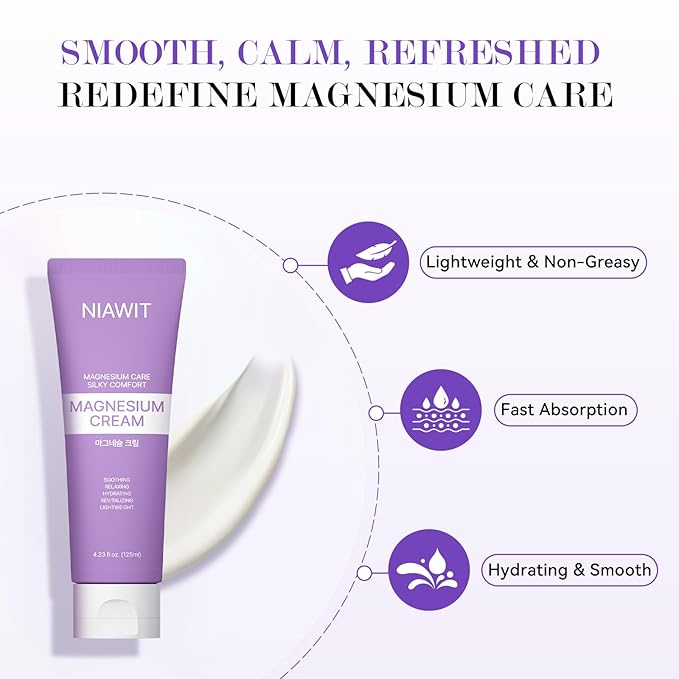 Magnesium Body Cream – Night Cream for Relaxation & Restful Body Comfort with Magnesium, Aloe, Shea Butter & Botanical Extracts | Non-Greasy, Fast-Absorbing, Gentle Texture