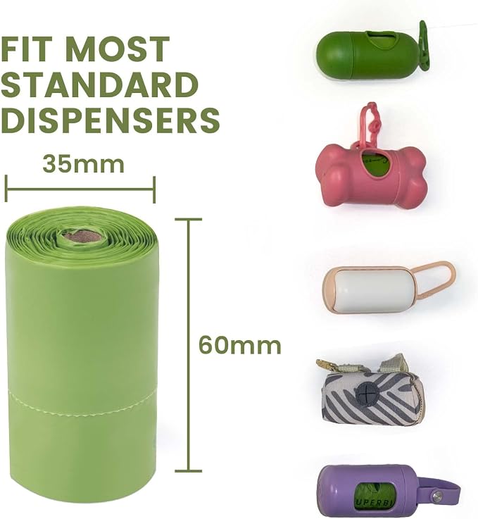 SUPERBIO Handle Tie Dog Poop Bags, 12 Rolls, 180 Bags | Strong, ASTM D6400, OK compost INDUSTRIAL