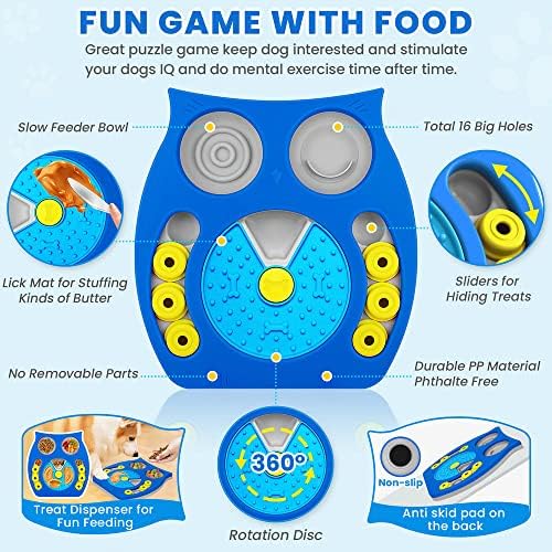 Joansan Dog Puzzle Toy, Enrichment Toy Treat Dispenser for IQ Stimulation | Lick-mat, Food Reward Puzzle Game Keeps Dogs Busy, Mental Stimulation to Reduce Anxiety for Puppies Dogs Cats