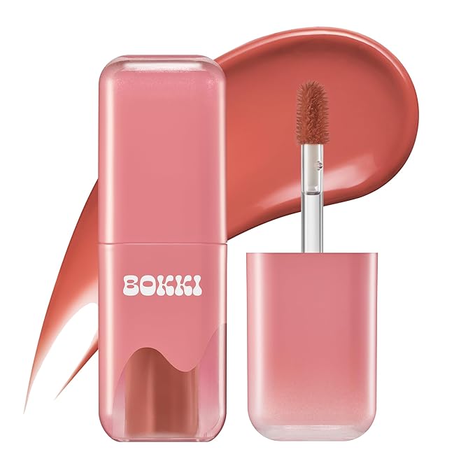 BLACK ROUGE Glow Bokki Tint, GB06 Cheese Coral – Korean Lip Tint Inspired by Tteokbokki, Non-Sticky Long-Lasting Lip Stain with Glossy Finish, Cute Stickers – Original Red, Rose, Soy