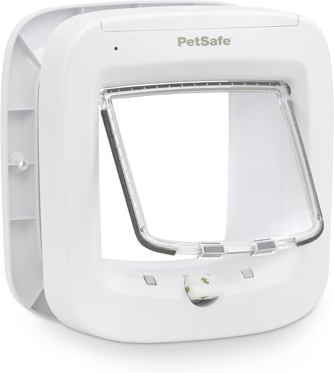 PetSafe Microchip Cat Door, Interior/Exterior, Multi-Pet, 4-Way Lock | 4-Way Lock (Locked/Unlocked/Enter/Exit Only), Reads Pet Microchip ID, Magnetic Latches Block Drafts