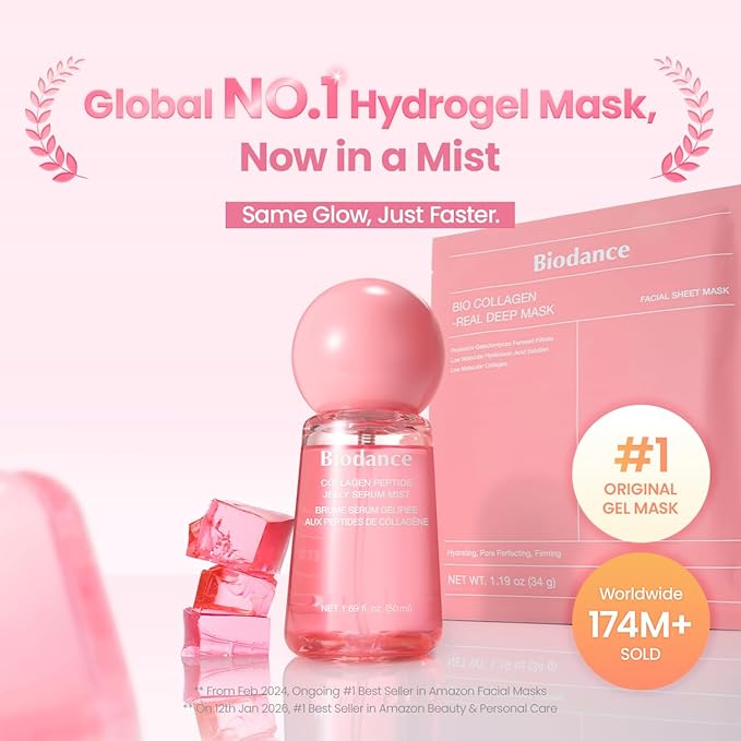 BIODANCE Collagen Peptides Jelly Serum Mist, Hydrating Face Mist, Firming, Plumping, Anti-Aging Face Spray with Collagen, Sprayable Hydrogel, Travel Essentials for Women, Korean Skin Care | 1.69 fl.oz