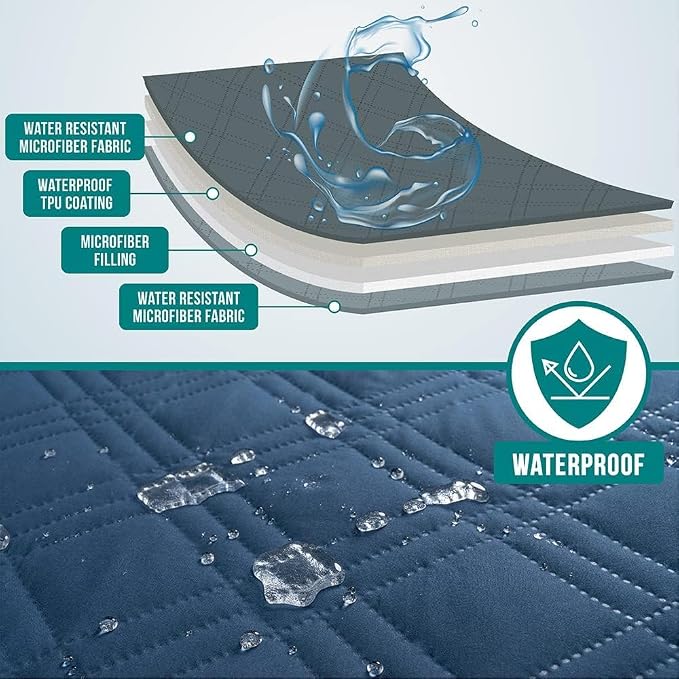PetAmi Waterproof Couch Cover for Dog Non-Slip Bed Sofa Blanket, 30x70 Blue