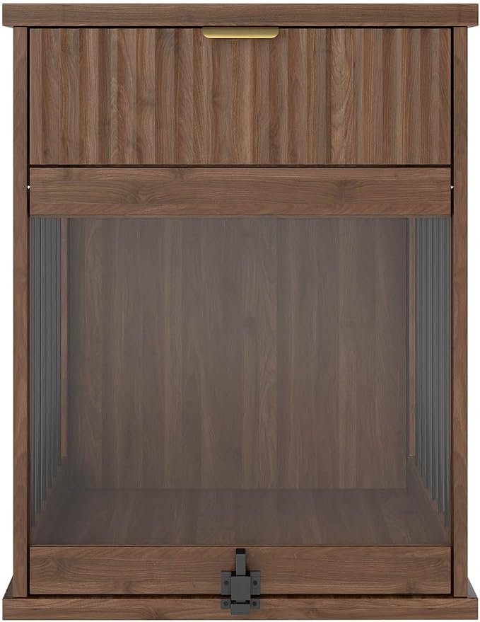 Dog Crate Furniture,Wooden Dog Kennel End Table,Walnut