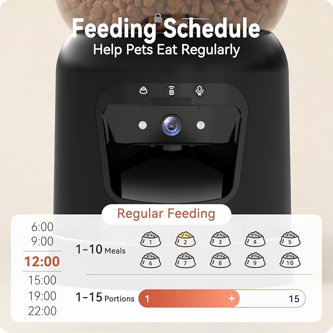 Automatic Cat Feeder with 2K Camera: 5G WiFi Automatic Dog Feeder | Night Vision, Two-way Audio, Voice Recording, 304 Stainless Steel Bowl, 6L Large Capacity, Detachable for Easy Clean -24 Cups