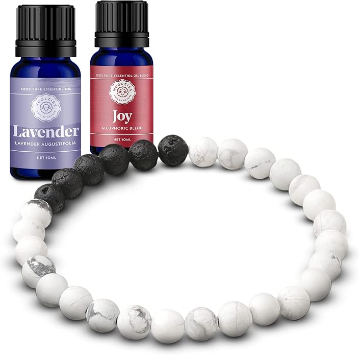 Woolzies Lava Rock Aromatherapy Diffuser Bracelet | Incl Lava Stone Bead bracelet + Lavender & Joy Essential Oils 10 ML
