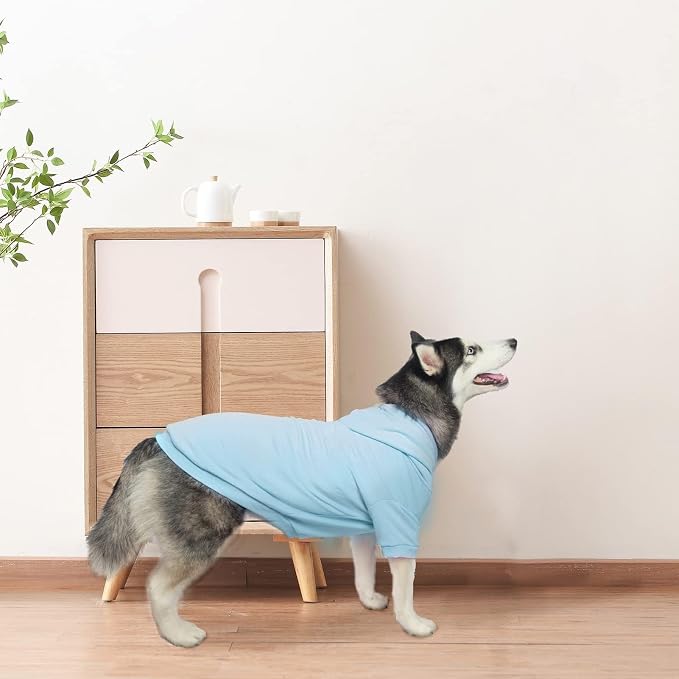 BINGPET Dog Hoodie for Large Dogs, Soft Pullover Pet Sweater | Warm Dog Sweatshirt Clothes, Winter Hooded Outfit for Girl Boy Dogs Puppy, French Pitbull Cold Weather Coats Wear, Blue XXL