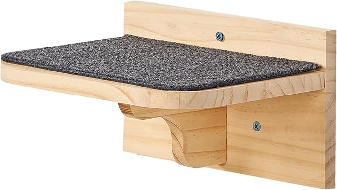 SHENGOCASE 2-Pack Cat Wall House, Wall-Mounted Shelves Perch Furniture Set with 3 Steps, Natural Wood, Washable Cat Cushions