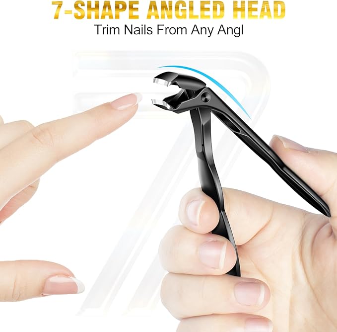 Toenail Clippers for Seniors Thick Nails, 2026 Angled Head Large Toe Nail Clippers for Men, Wide Jaw Opening Heavy Duty Fingernail Clippers