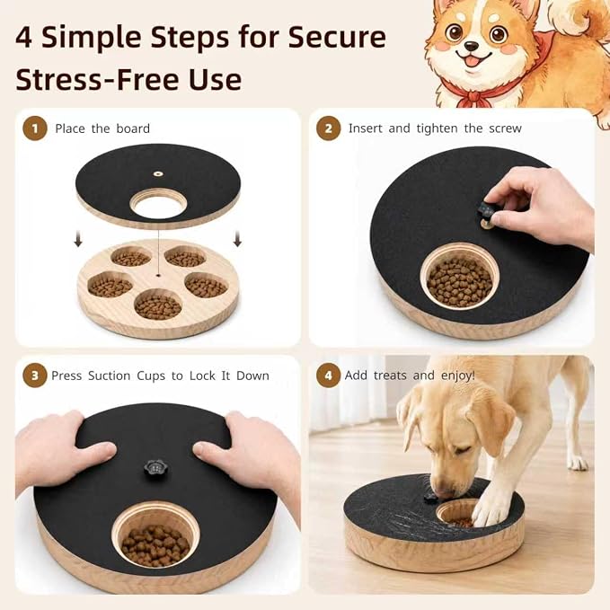 Dog Nail Scratch Board with Treat Box, Adjustable Rotating Dog Scratch Board with Treat Box for Stress-Free Grooming, Solid Wood Dog Nail Scratch Board with Treat Box for Various Breeds