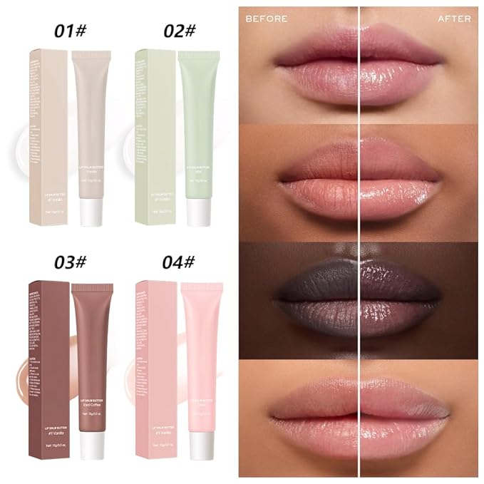 4Pcs Summer Butter Lip Balm Lip Gloss, Ultra-Hydrating Natural Vegan Lip Balm, Sheer-Tinted Shine & Hydration, Soothes & Softens Dry Lips Skincare, Bálsamo labial hidratante (#1+2#+3#+4#)