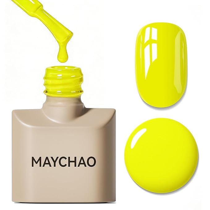 MAYCHAO 15ML Neon Yellow Gel Nail Polish 1Pc Bright Yellow Gel Polish Soak Off UV LED Nail Polish Nail Art Starter Manicure Salon DIY at Home, 0.5 OZ