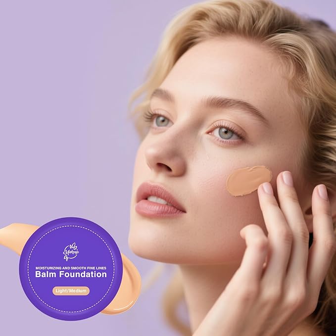 Foundation for Mature Skin–Hydrating Age-Defying Makeup Coverage Balm Foundation, Non-Settling Formula for Older Women, Blurs Fine Lines, Satin Finish for All Skin Types (Light/Medium)