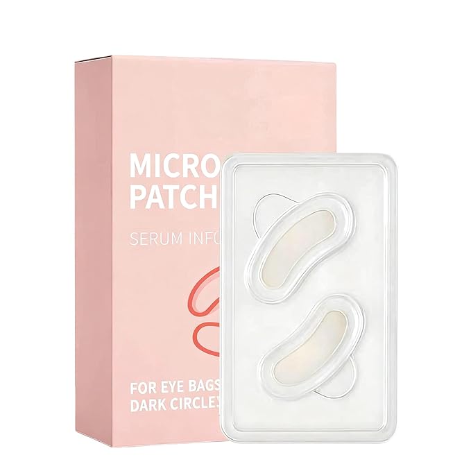 MicroGlow Eye Patches, Under Eye Patchs Hyaluronic Acid Overnight Eye Patches, Forehead & Smile Line Patches for Puffy Eyes and Dark Circles, Facial Anti Wrinkle Patches for Women(2 Pairs)