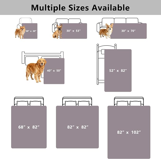 Waterproof Couch Cover for Dogs - Washable Pets Furniture Protector | TPU Leak-Proof Liner, Lightweight & Reversible, Fits Chair, Sofa, Bed, 82" x 120" , Lightgrey/Cream