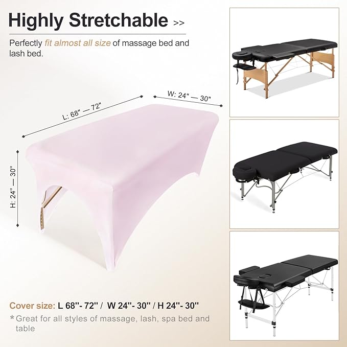 Spa Bed Cover Professional Lash Bed Cover Stretchy Massage Table Cover Beauty Bed Protective Topper, Excellent for Lash Extension, Spa, Massage, Beauty Salon, Wax, Tattoo Bed and Table (Pink)