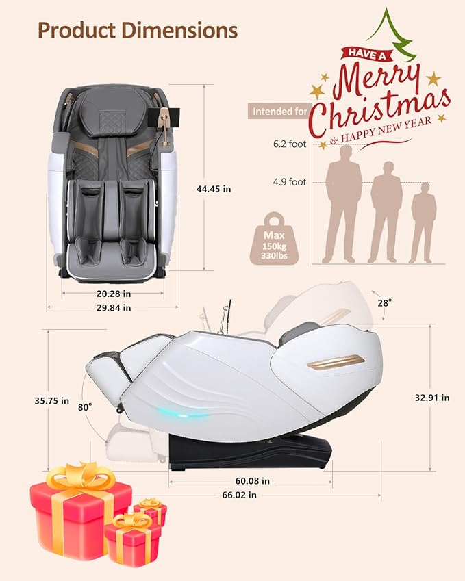 RELX 2025 Massage Chair Full Body, 20 Modes Zero Gravity SL-Track Shiatsu Massage Chair Built-in Heat System, Airbag Massage with Body Scan, Deep Yoga Stretch, Calfrest Extension and AI Control(White)