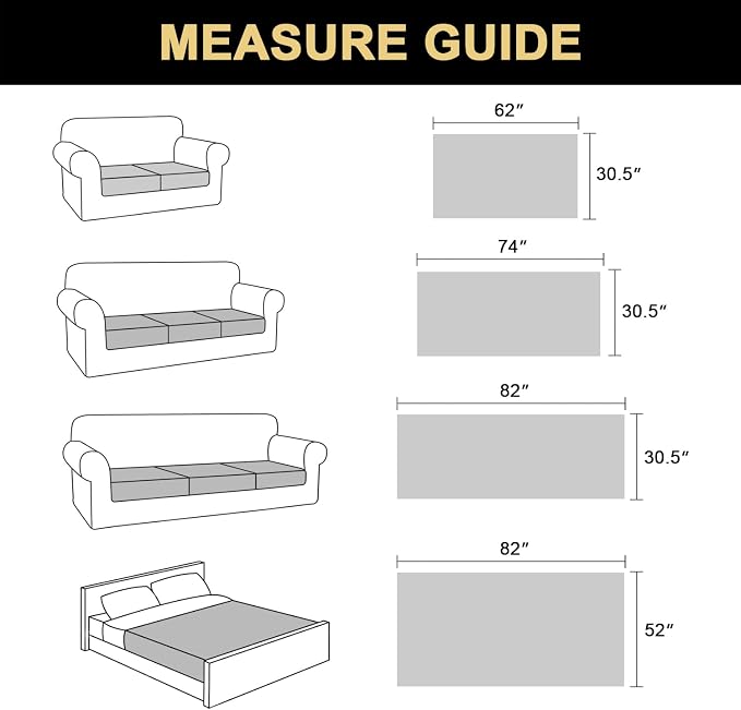PrinceDeco Couch Cover for Dogs Waterproof Blanket Sofa Covers Washable Dog Couch Cover for 3 Cushion Anti-Slip Sofa Slipcover for Furniture Sofa, Crate, RV Seats,Car, Pet (30.5x82 Inch,French Oak)