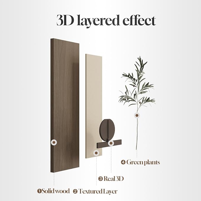 Modern Neutral 3D Textured Long Narrow Vertical Wall Art for Living Room | Long narrow wall art, Faux olive branches, Layered panels, Neutral tones wall art for living room bedroom entryway decor
