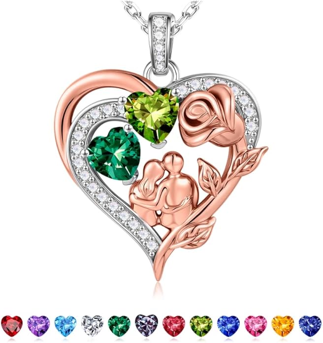Iefil Valentines Day Gifts for Her - 925 Sterling Silver Birthstone Necklace for Women, Anniversary Birthday Gifts for Wife Girlfriend Mom