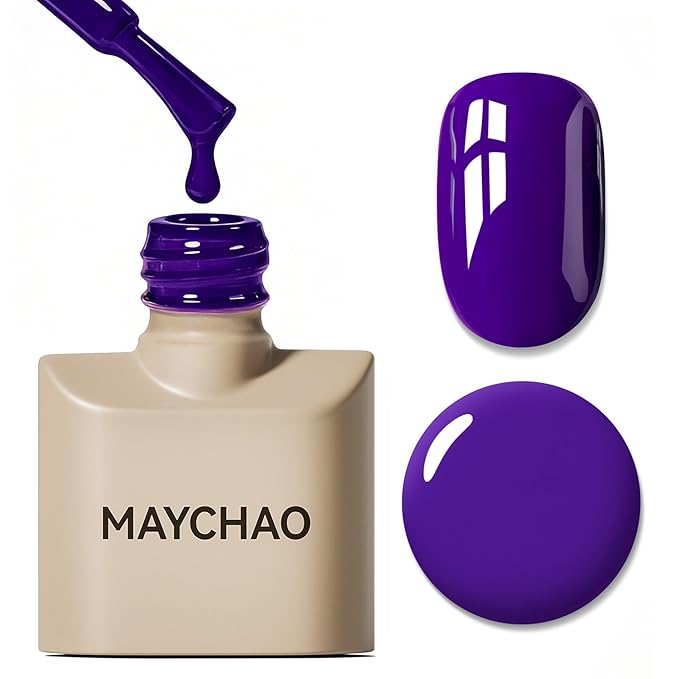 MAYCHAO 15ML Neon Purple Gel Nail Polish 1Pc Bight Purple Nail Polish Soak Off UV LED Nail Gel Polish Nail Art Starter Manicure Salon DIY at Home, 0.5 OZ