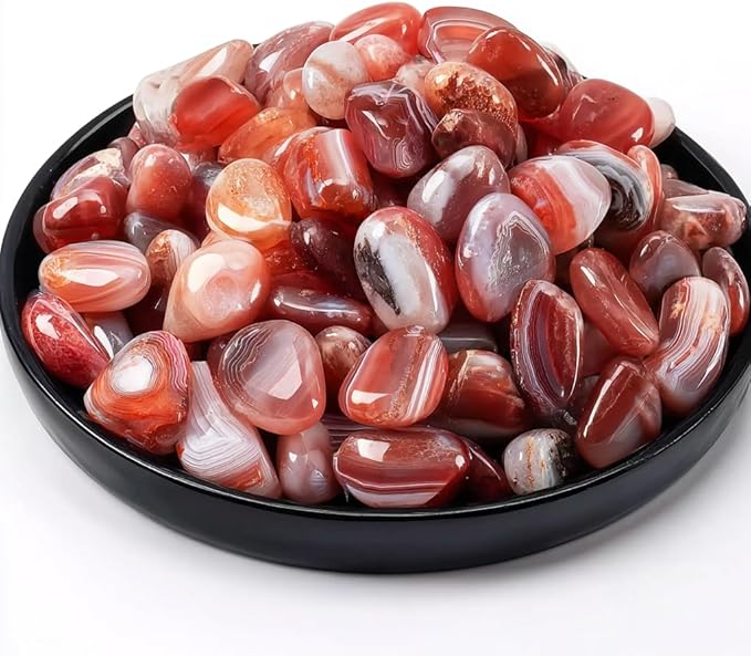 Carnelian Healing Crystal Stone Set - 24 Pieces, 0.6" Natural & Polished Stones for Healing, Meditation, Reiki, Chakra, Crafting & Decoration