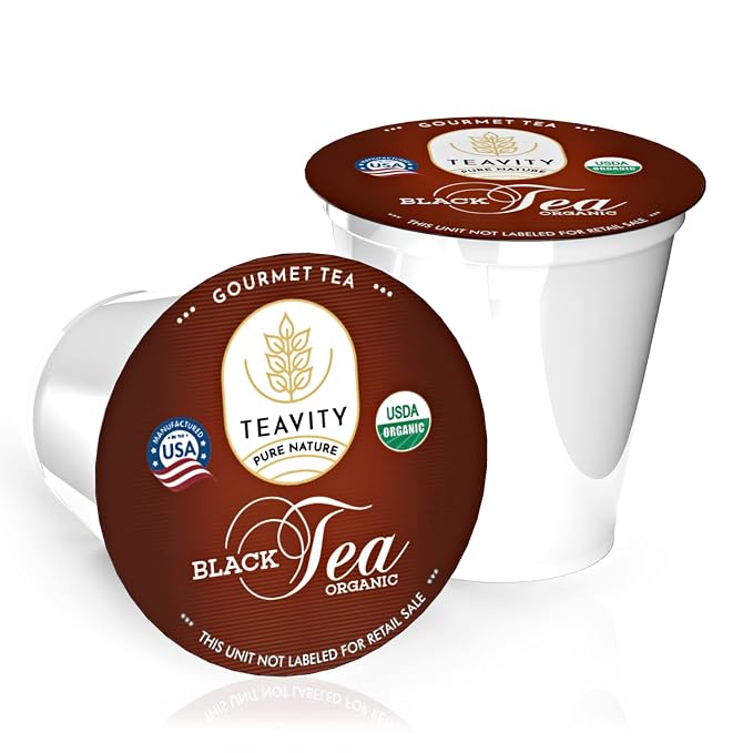 Organic Black Tea Pods for Keurig - Naturally Caffeinated Unsweetened Black Tea Pods by Teavity (24 Tea Pods)