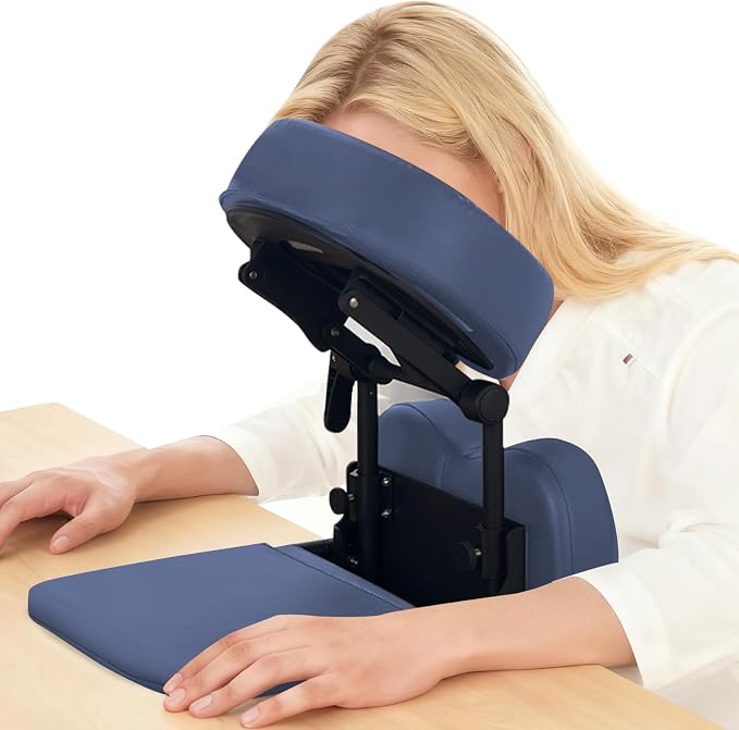 TOROKOM Massage Portable Face Down Massage Kit for Desk and Table Top, Adjustable Headrest Face Pillow Cradle & Chest Pad(Blue)