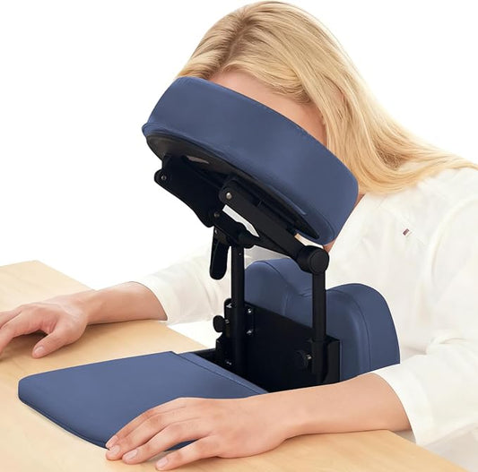 TOROKOM Massage Portable Face Down Massage Kit for Desk and Table Top, Adjustable Headrest Face Pillow Cradle & Chest Pad(Blue)