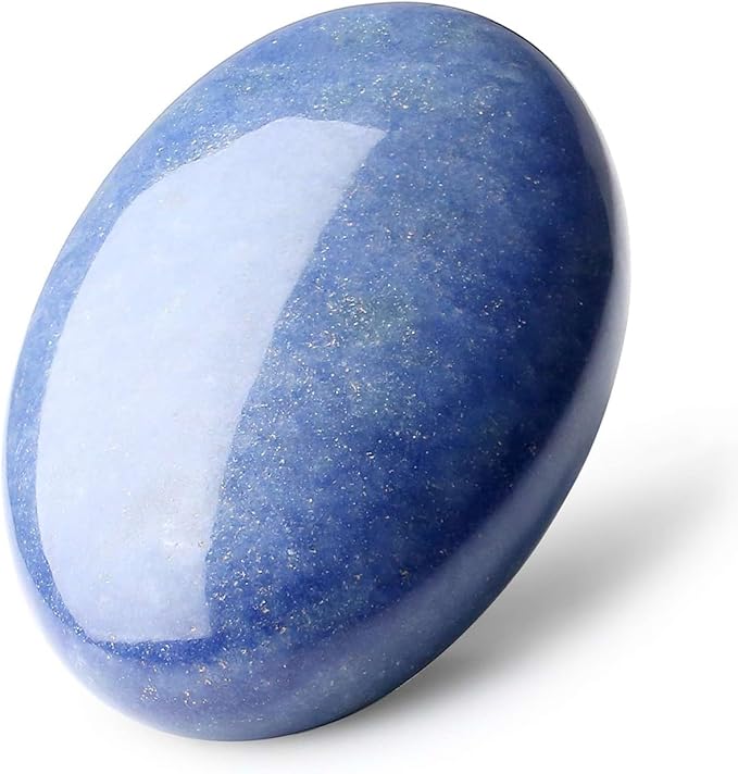 LAIDANLA Blue Aventurine 2.4" Large Palm Stone Healing Crystals Natural Gemstones Calming Effects Energy Balancing Reiki Polished Worry Stone Cleansing Protection Anxiety Stress Relief Therapy 1PC