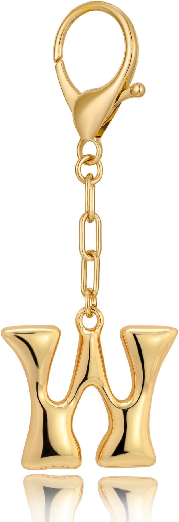 WOWORAMA Initial Letter Keychain for Women Chunky Gold Bubble Letter Bag Charm Purse Charm Personalized Keyrings Accessories