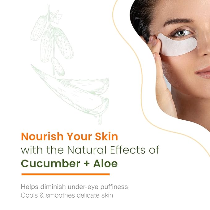 Natural Chemist Cucumber & Aloe Under Eye Patches - Cooling, Reduces Puffiness, Anti-Aging, Hydrating, Dermatologist Tested, Cruelty Free Korean Skin Care For All Skin Types - 5 Pairs