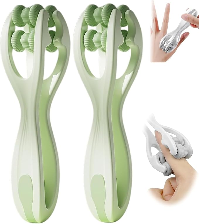 2pcs Finger Massager for Arthritis Finger Arthritis Pain Relief Manual Massage Tools Hand Massage Roller Thumb Massager for Woman Mothers Day Gift Palm Foot Acupressure Tool (Light Green)
