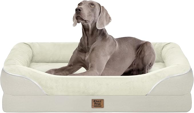 Jumbo Orthopedic Waterproof Dog Bed Pet Sofa for Giant Dogs | Extra Thick Egg Crate Foam, 4-Sided Bolster Support, Waterproof Liner, Non-Slip Bottom, Machine Washable Cover, 53 x 42 Inch