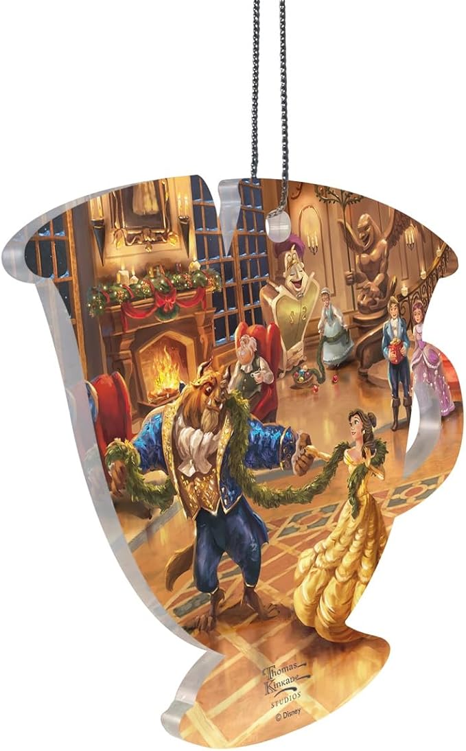 Disney – Beauty and The Beast Christmas Celebration – Holiday Party – 3.5” x 3.5” Teacup Shaped Hanging Acrylic Print Accessory – Officially Licensed Collectible ACPTEACUP800
