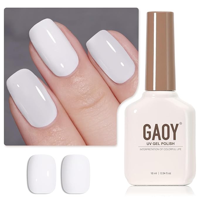 GAOY White Gel Nail Polish, 16ml Color 1002 Soak Off UV Light Cure Gel Polish for French Tips Nail Art DIY Manicure at Home