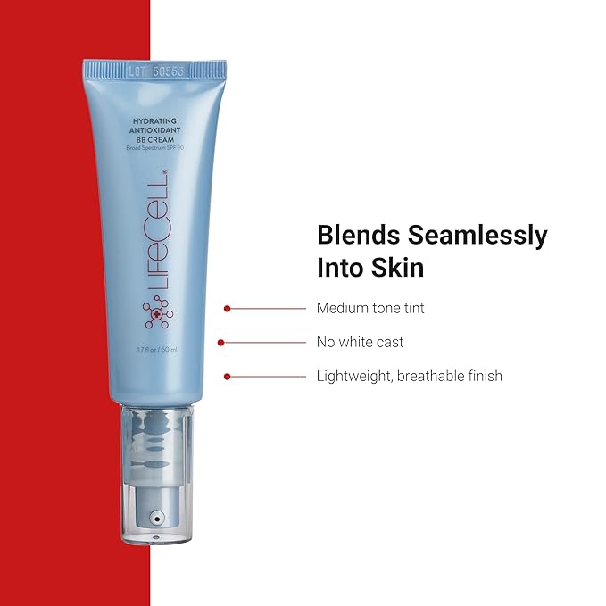 LifeCell All-In-One Anti-Aging Illuminating Tinted Moisturizer with SPF 30 | Antioxidant | Hydrating Lightweight Foundation, Blocks UV Rays,(1.7 oz, Sheer)