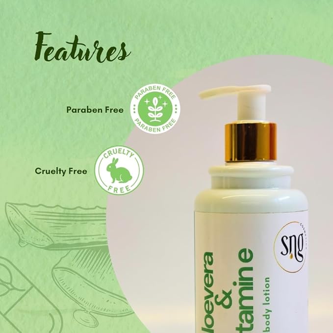 Moisturizing Aloe Vera Body Lotion, Lotions for Dry Skin with Niacinamide & Vitamin E, Paraben Free, Non-Greasy, Moisturizer, 10.14 FL OZ