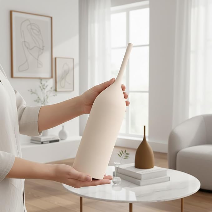 Ceramic Vases Set of 2, Modern Boho Vases for Centerpiece Decor, Matte Minimalist Neutral Vases for Home Decor, Living Room, Bookshelf, and Entryway Table Decor (Multicolor-2)